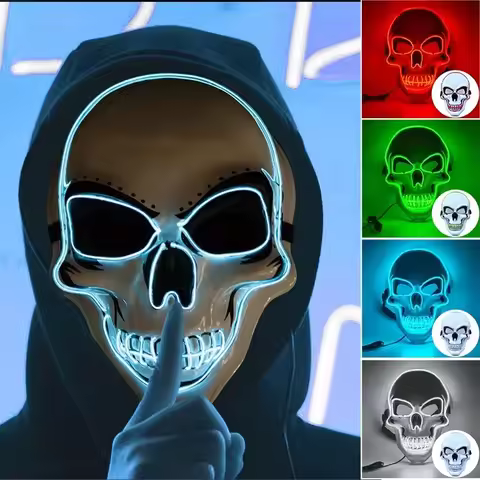 Halloween Adult Purification Mask LED Glowing Skull Terror Mask Cold Light Mask Role Playing Masquer