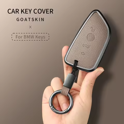 Aluminium Alloy Goatskin Car Key Case Cover For BMW 1 3 5 7 Series x1 x3 x5 x7 F20 F48 F15 F16 G20 G