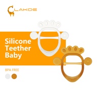 Lakoe soft silicone teether baby  toys nano sliver baby hand silicone teether ring bpa free anti-eat