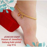 Anklet Gelang Kaki Tali Pintal Emas Bangkok Ori Free COP 916