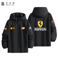 เสื้อแจ็คเก็ตผู้ชาย Shell 3-in-1 Ferrari F1 Racing Car Fan Soft สไตล์ยูนิเซ็กซ์ ทรงหลวม ปกขนสัตว์ เส