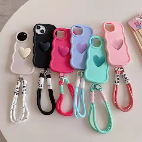With Lanyard+Love Heart Soft Silicone Case For Vivo Y100 Y200E V30E V30 V29E Y200 X80 V30 Lite V29 V