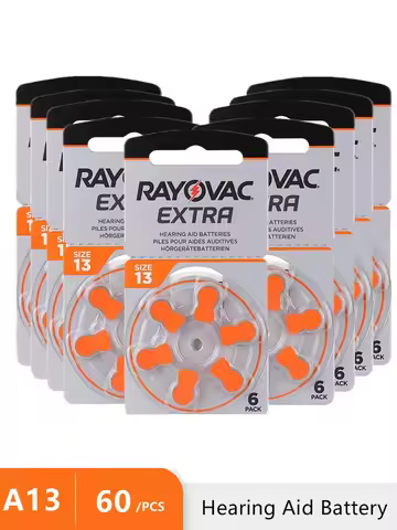 60PC Hearing Aids Battery A13 13A 13 P13 PR48 1.45V RAYOVAC EXTRA Zinc Air Batteries For BTE CIC RIC