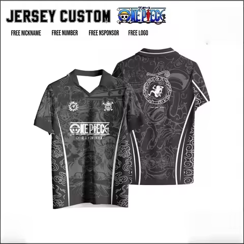 2026 New Bandai Japanese Anime One Piece Luffy Gear 5 V-neck Jersey 2025 Dark Dragon Pattern Shirt