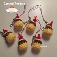 ⋆ ̇ Caramel Pudding Phone Strap Keychain Crochet