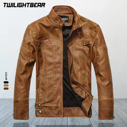 Winter Men's Leather Jacket Oversized Autumn Male Motorcycle Jacket Streetwear Casual PU Leather Jac