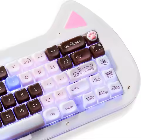 Jelly Keycaps - Cute Jade Keycaps Siamese Cat Ceramic Keycap 60 65 75 100 Percent Mao Profile Custom