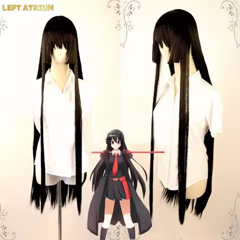 100cm Long Heat Resistant Akame Wig Anime Akame ga Kill Cosplay Wigs Long Black Synthetic Hair Wigs 