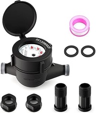 MEANLIN MEASURE Plastic 1/2" NPT Couplings Water Meter Gallon Cold Water Meter for Garden or Home, 1