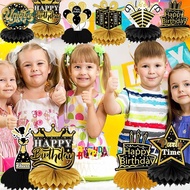 (Unique) 9 PCS Happy Birthday Party Table Decorations | ck And Gold Birthday Center Pieces For Table