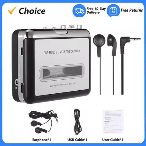 USB Cassette Capture Cassette Tape-to-MP3 Converter into Computer HiFi Sound Quality Mega Bass Audio