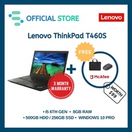 [Refurbished] LENOVO THINKPAD T460S  | 14" | Intel i5-6300U 6th Gen | 8GB Ram | 500GB HDD | FREE 90 