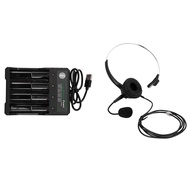 Fast Charger for 18350 18500 18650 Li-Ion Battery &amp; RJ9 Call Center Headphone Monaural Headphone