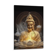 ToMart Art Poster Lotus Buddha Canvas Print Canvas Painting Wall Art Poster for Bedroom Living Room 