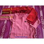 dusty pink,maroon,red chili👕👕baju melayu baby tengkok johor/ teluk belanga(saiz 10&amp;20), cekak musang saiz 1- xl
