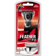 Shaving Razor Feather F3 (1000SE) triple blade cartridge razor. 2 free razor cartridges. Feather Saf