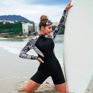 ชุดว่ายน้ำสตรีที่มีแขนยาวแผ่นอกอาบน้ำโต้คลื่นชุดว่ายน้ำสำหรับสาวชุดว่ายน้ำวันพีช