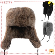RUTHNISSI Faux Rabbit Fur Hat, Winter Warm Soft Fur Bomber Hat, Ear Protection Windproof Thickened W