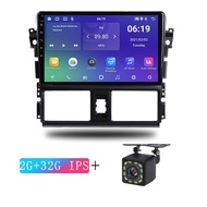 2 Din Android12 IPS Screen รถวิทยุสำหรับ Toyota Vios Yaris 2013-2016 รถสเตอริโอ WIFI GPS นำทางหน่วยเครื่องเล่นวิดีโอสนับสนุนวิดีโอ Out ระบบควบคุมพวงมาลัยพร้อมกรอบ