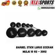 barbel dumbell rubber stik panjang lurus import warna hitam mulai 10kg - 40kg