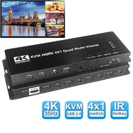HDMI MultiViewer KVM Switch 4-Port B HDMI KVM Switch with Multi-Viewer 4K HDMI B KVM for 4 PC laptop sharing moe keyboar