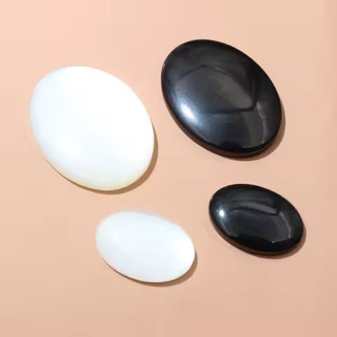 New Fashion 5-10pcs 30x40mm/18x25mm Pure Black White Color Flat Back Resin Cabochons Cameo DIY Jewel
