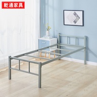 ST-🚢Iron-Wood Beds Simple Single-Layer Metal-Frame Bed Construction Site Office Student Dormitory Apartment Hard Bed Boa