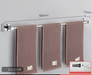 單桿加長衛生間浴室置物架（304不銹鋼加粗圓平底款90cm）