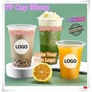 PP Cup (95mm) / Boba Milk Tea Cup / Dome - Flat Lid (95mm) / Disposable Plastic Cup KL !!!