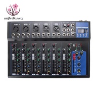 Bluetooth Portable Audio Mixer W/USB DJ Sound Mixing Console MP3 Jack 7 Channel Karaoke 48V Amplifier Karaoke(EU Plug)