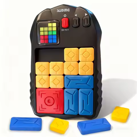 Electronic Sliding Block Puzzle with Multiple Challenges & LED Screen, Portable Educational Game for