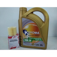 TOYOTA ALTIS 09Y, WISH 09Y, HARRIER 13Y, SIENTA PRIUS 1.8 LEXUS CT 1.8 OIL FILTER+KOYOMA 0W20 FULLY 