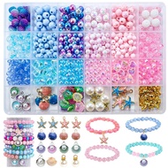【Ready Stock】Ocean Style Bracelet Beading Kit 625pcs, 6mm ABS Pearl Beads for Jewelry Making, Birthd