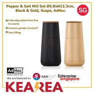 AdHoc Scape Pepper & Salt Mill Set Ø5.8xH12.3cm, Black & Gold