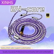 XINHS-08Litz HiFI 24 แกนทองแดงชุบเงิน + สายหูฟังระดับไฮเอนด์ชุบเงินสำหรับ HD650 HD800 HIFIMAN T3-03-