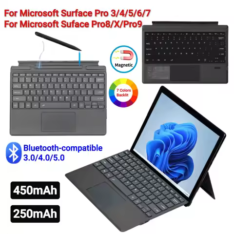 Backlit Wireless Bluetooth-compatible 5.0 Keyboard For Microsoft Surface Pro8/X/Pro9 Wireless Keyboa