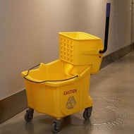 Mop Wringer Pail Cart Yellow Mop Pail Cart Janitorial Supply Blue Grip Floor Warning Graphic