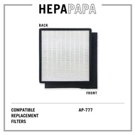 Clean Air AP-777 Compatible Replacement Filter. Free Additional Carbon Pre-Filter [HEPAPAPA]