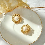 【美國帶回 西洋飾品】1990年代復古Givenchy 金星珍珠 典雅耳環