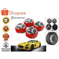 GB-STORE 100%[ORIGINAL] Rim Cap 4pcs/set 75mm Black &amp; Red emblem Wheel Hub Caps Tire center logo for Mercedes Benz