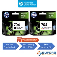 Hp 704 Single Pack Combo CN692AA Black CN693AA Tri-Color Original Ink Cartridge