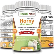 Horny Goat Weed extract with Maca Root, Tongkat Ali, Panax Ginseng, Saw Palmetto &amp; 6 other ingredients. Supports libido for extra performance and desire. The formula aids in mental alertness all the w