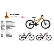 Raleigh Senior MTB Bike 24" Inch Bicycle With Shimano Tourney 7 Speed  / Grey , Orange , Red