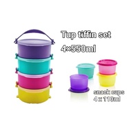 🔥Ready Stock🔥TUPPERWARE tup tiffin set4 x 550ml or snack cup set4 x 110ml