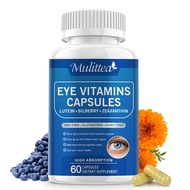 Mulittea Eye Vitamins with Lutein Zeaxanthin Bilberry Supports Eye Strain Vision Health & Dryness Pr