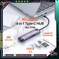 Original Mcdodo HU-7740 6 in 1 Type-C HUB Splitter,Type-C 3.0 + 4K HD TV + Micro SD Card Reader, Ada