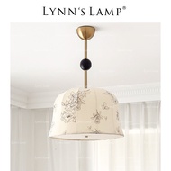 Lynn's Italian French Retro Fabric Chandelier Solid Wood Study Bedroom Pattern American Romantic Living Room Lamps