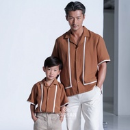 KATUN Fadsan Couple Father and Son Cotton Outfit Modern Short Sleeve Terracotta Color - Greece Serie