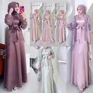 Fuji Dress // Veloxa Dress Gamis polos plus outer brokat By Khastara Dress