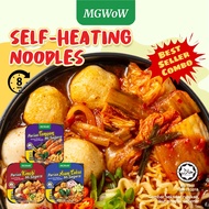 MGWoW Halal Ready To Eat Instant Self-Heating Noodles 215g Travel Food -Tomyam|  Kimchi | Combo